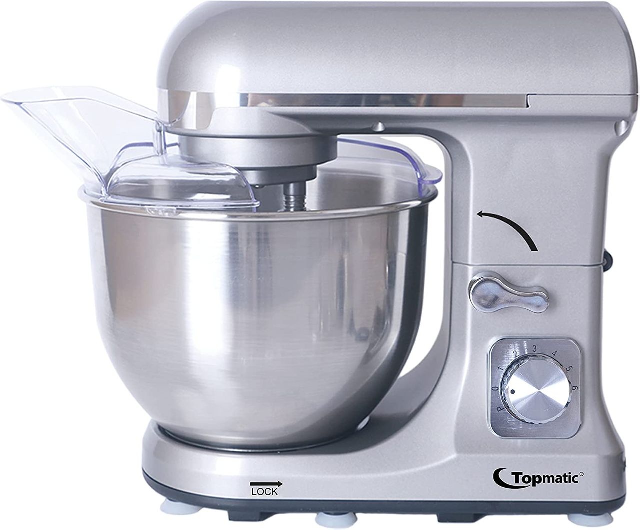 Topmatic PKM-1400.2 Silberfarben Multifunktionsmixer 1400W 1400 Watt 5 L Küchenmaschine Teigmaschine