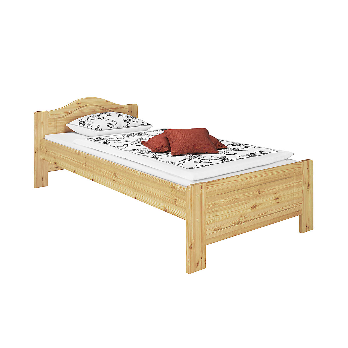 Holzbett Landhaus 90x200 Kiefer mit Rost und Matratze
