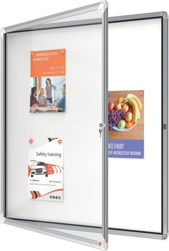 Nobo Premium Plus Magnetischer Abschließbarer Schaukasten 1902581 Für den Außenbereich Wandmontierbar Alurahmen Klapptür aus Sicherheitsglas 12xA4 Weiß 924 x 970 mm
