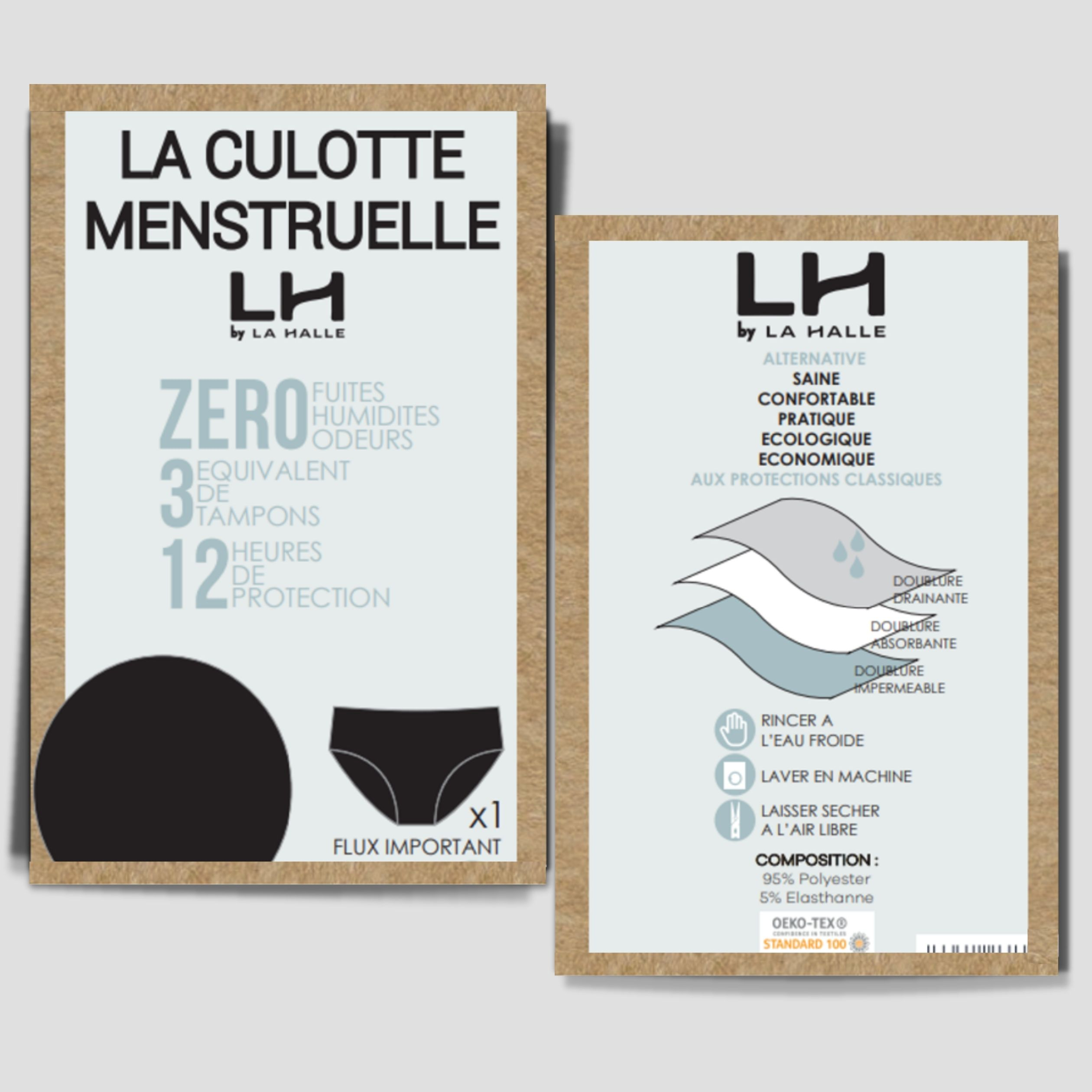 Culotte menstruelle microfibre noir femme | La Halle