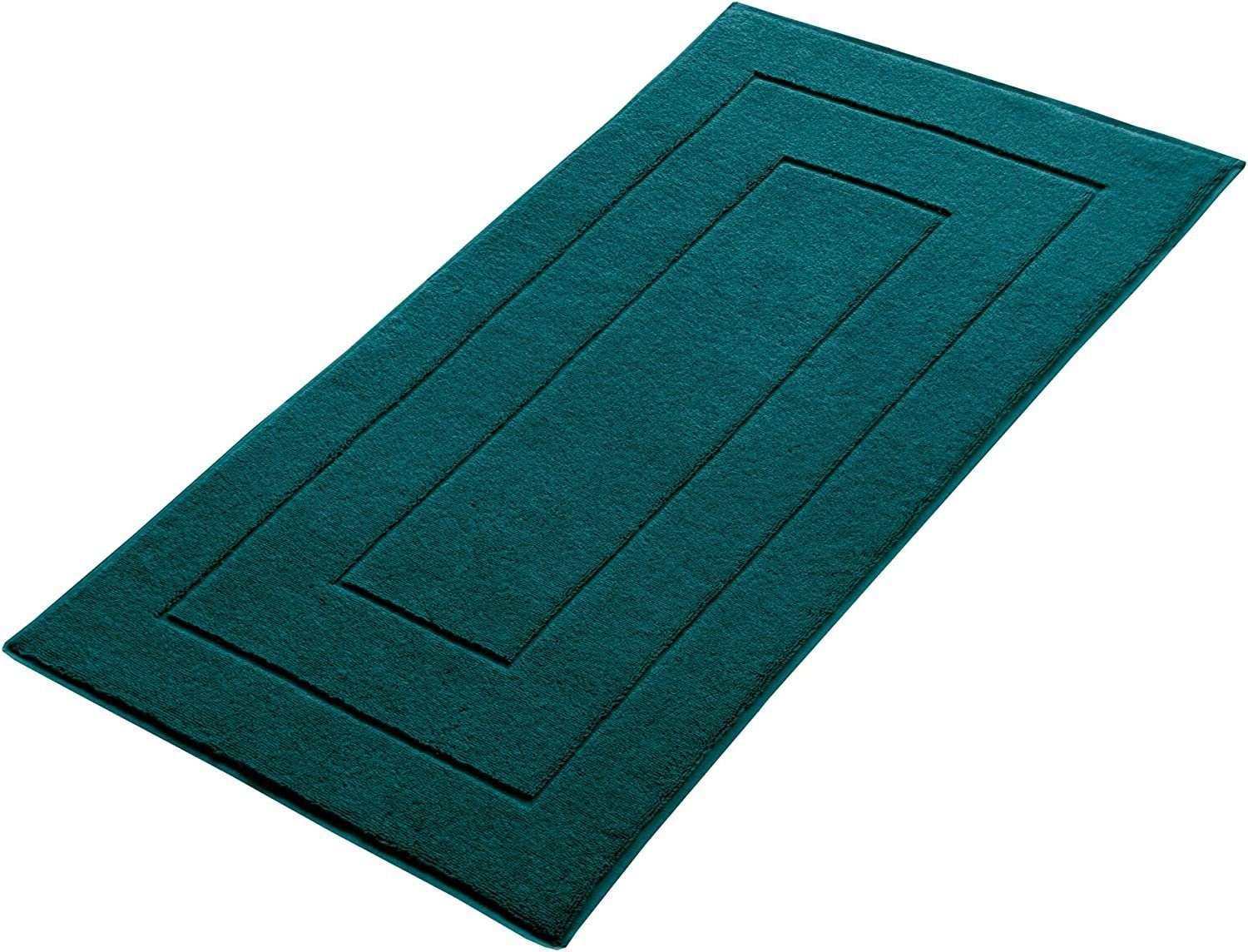 Badematte London Lashuma, Höhe 5 mm, schnell trocknend, Frottee, rechteckig, Dunkel grüner Badläufer Frottee 50x80 cm