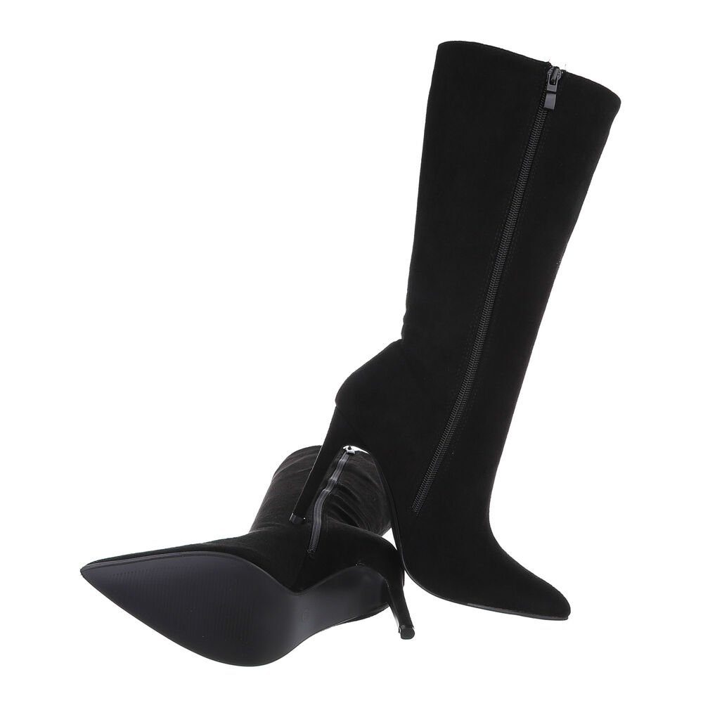 Ital-Design Damen Elegant High-Heel-Stiefel Pfennig-/Stilettoabsatz High-Heel Stiefel in Schwarz