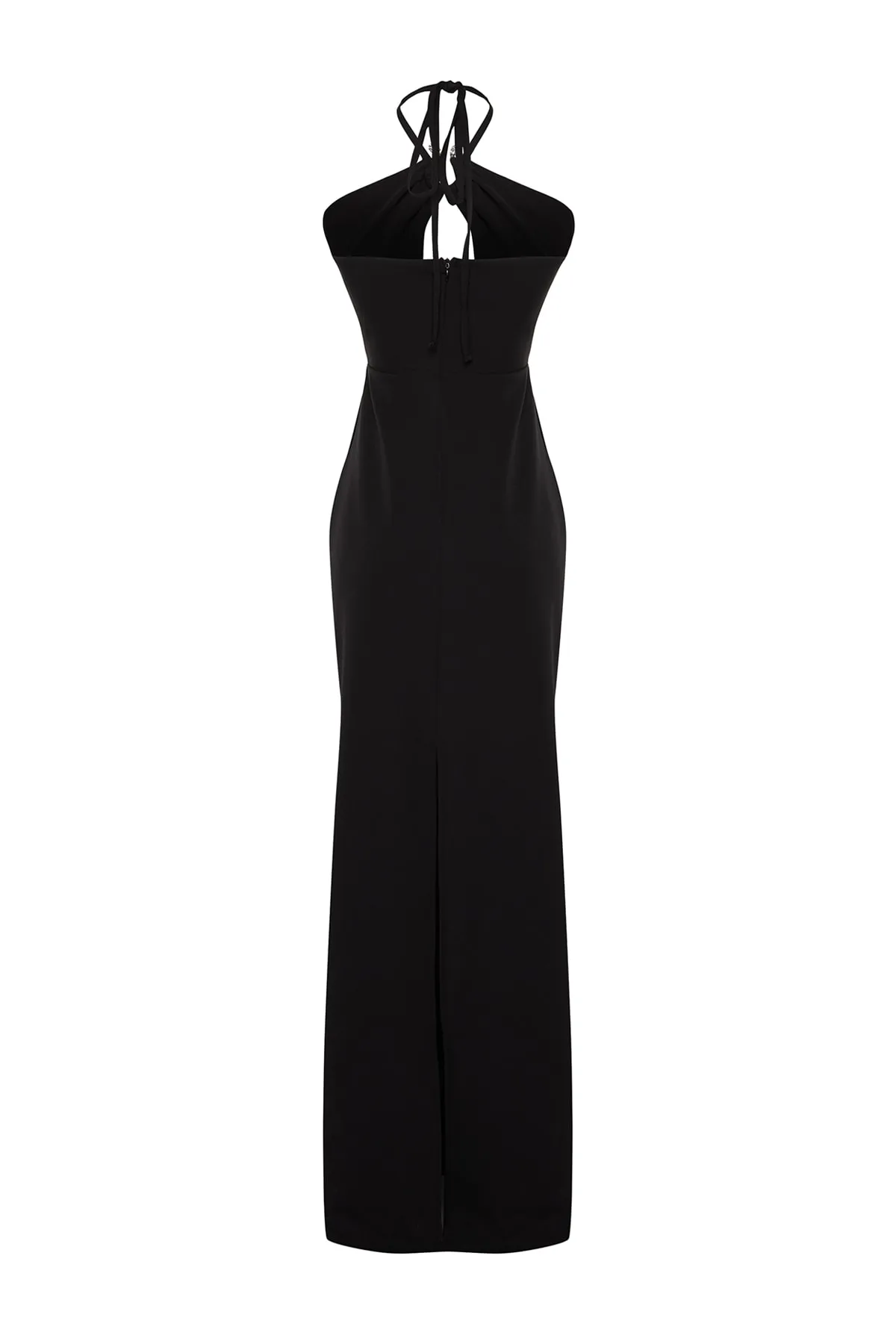 Trendyol Collection  Schwarzes langes Abendkleid mit Accessoire-Details TPRSS23AE00183