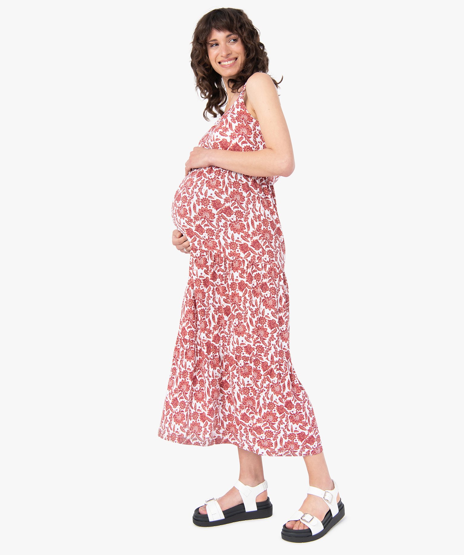 Robe de grossesse en maille extensible à motifs fleuris divers | GEMO