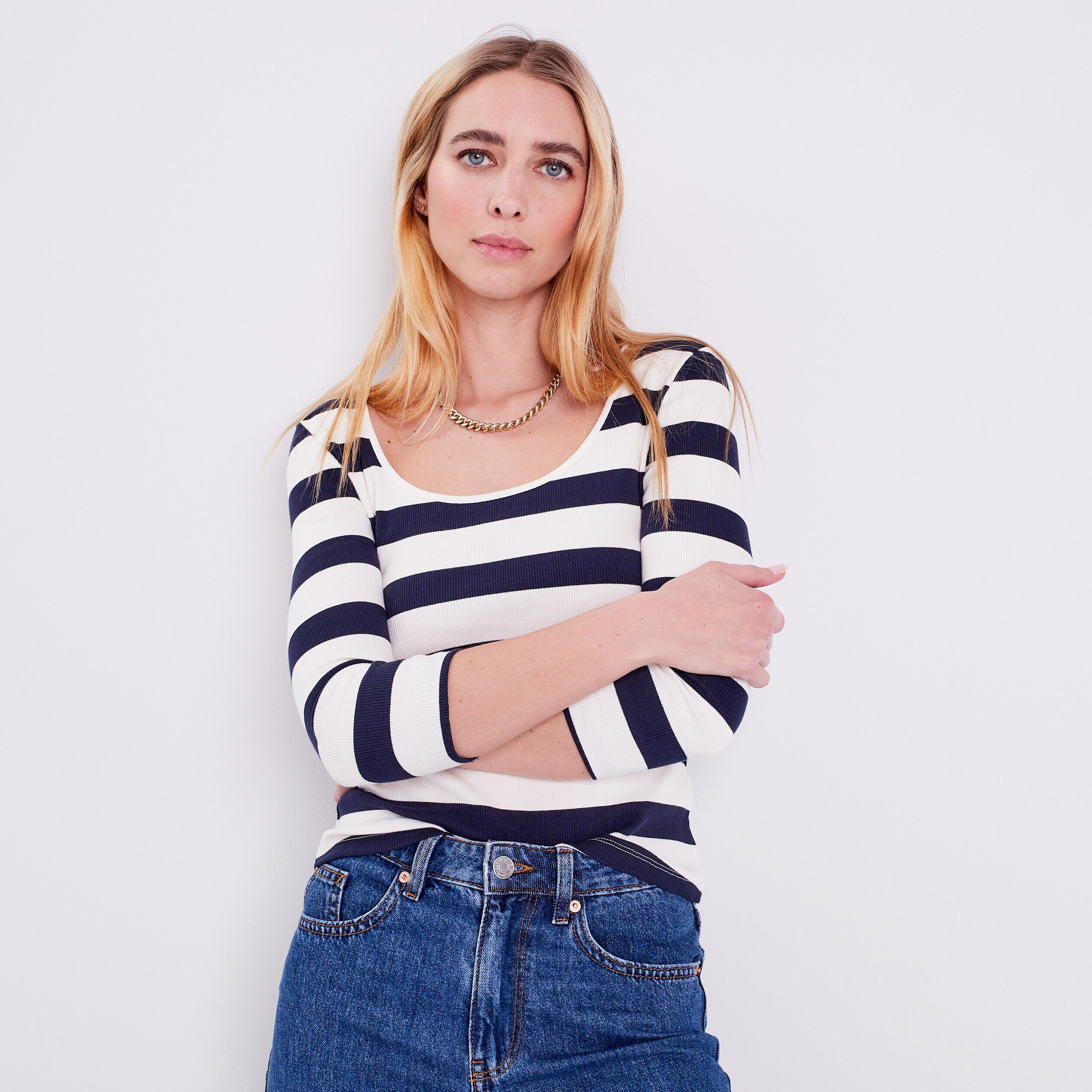 T-shirt manches longues bleu marine femme | Cache Cache