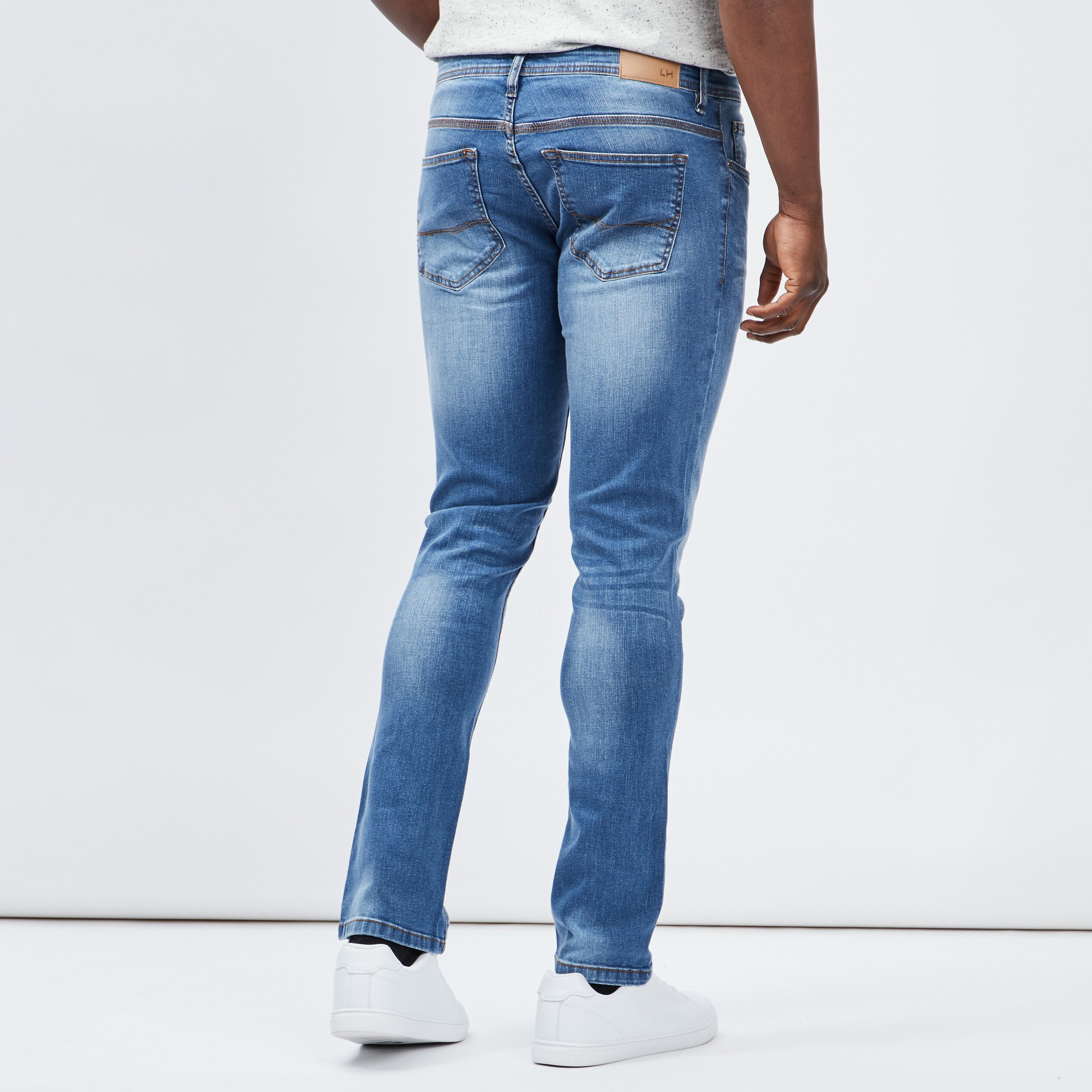 Jeans slim effet usé denim double stone homme | La Halle