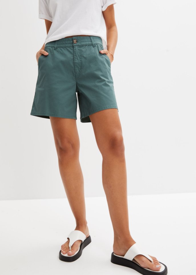 High Waist Shorts aus Twill