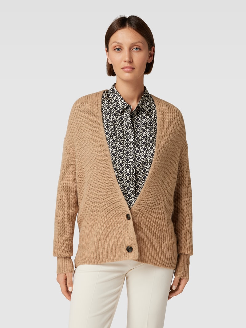 Strickjacke mit Strukturmuster in camel