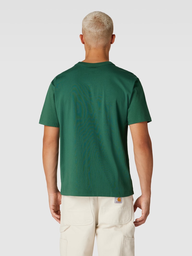 T-Shirt mit Flockprint in dunkelgrün