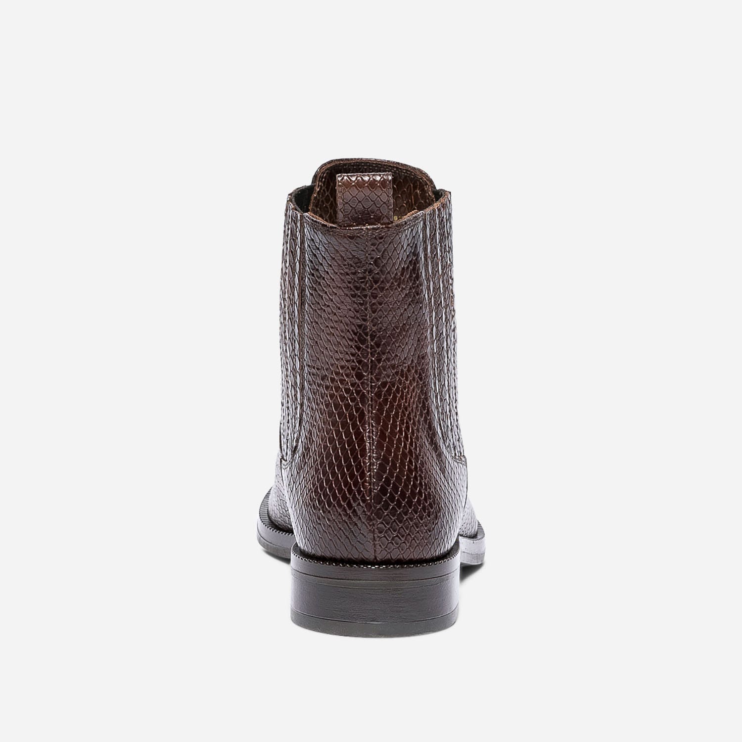 Boots marron en cuir embossé éco-conçu
