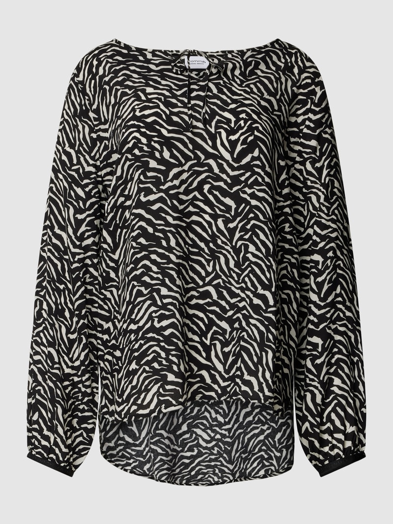 Blusenshirt aus Viskose mit Allover-Muster in schwarz