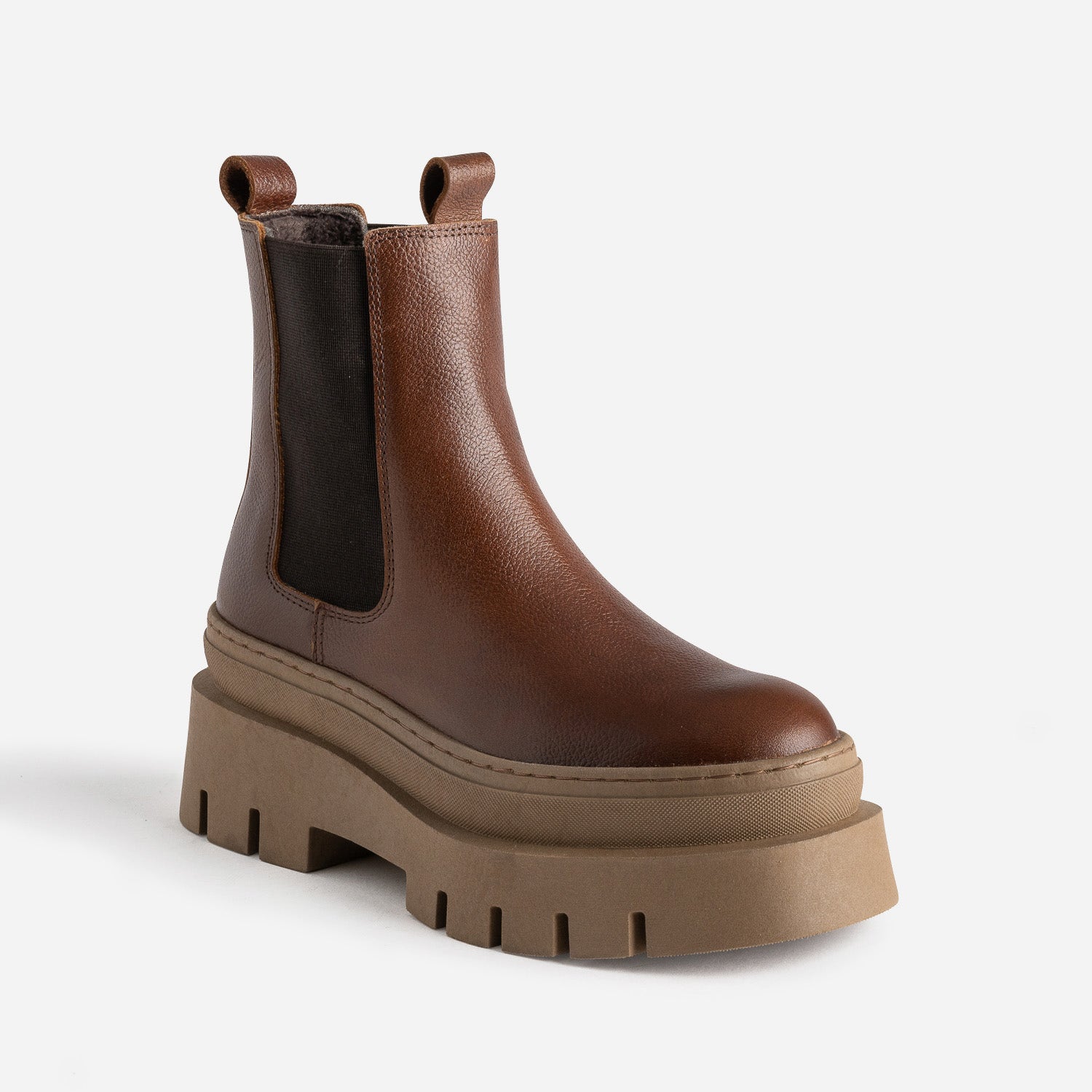 Chelsea boots TEXTO marron cuir éco-conçu maxi crans