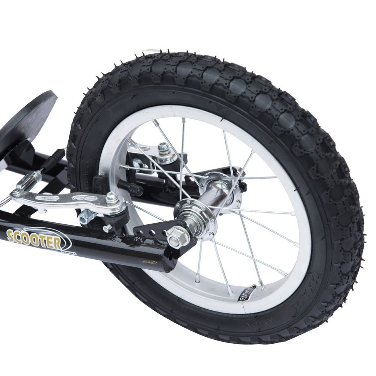HOMCOM Kinderroller mit Bremsen 16/12 Zoll Scooter Tretroller Cityroller Kinder Roller Kickboard für 5  Jahre Kinder Schwarz 135 x 58 x 92-100 cm