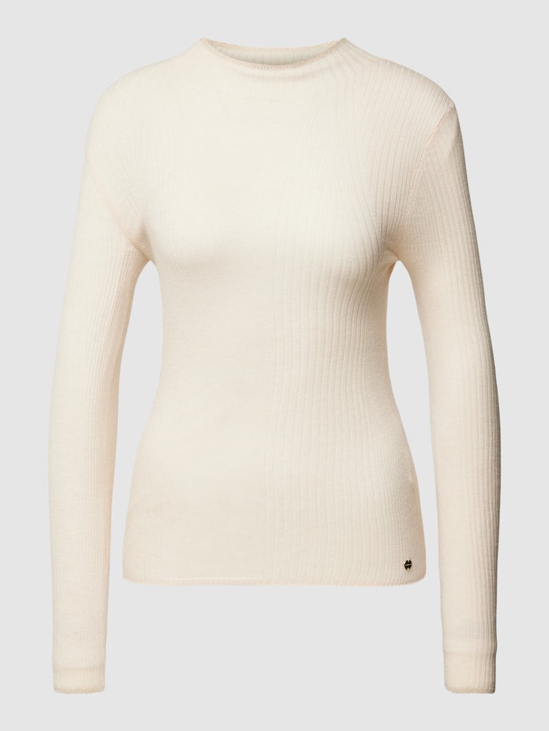 Strickpullover in Ripp-Optik in offwhite