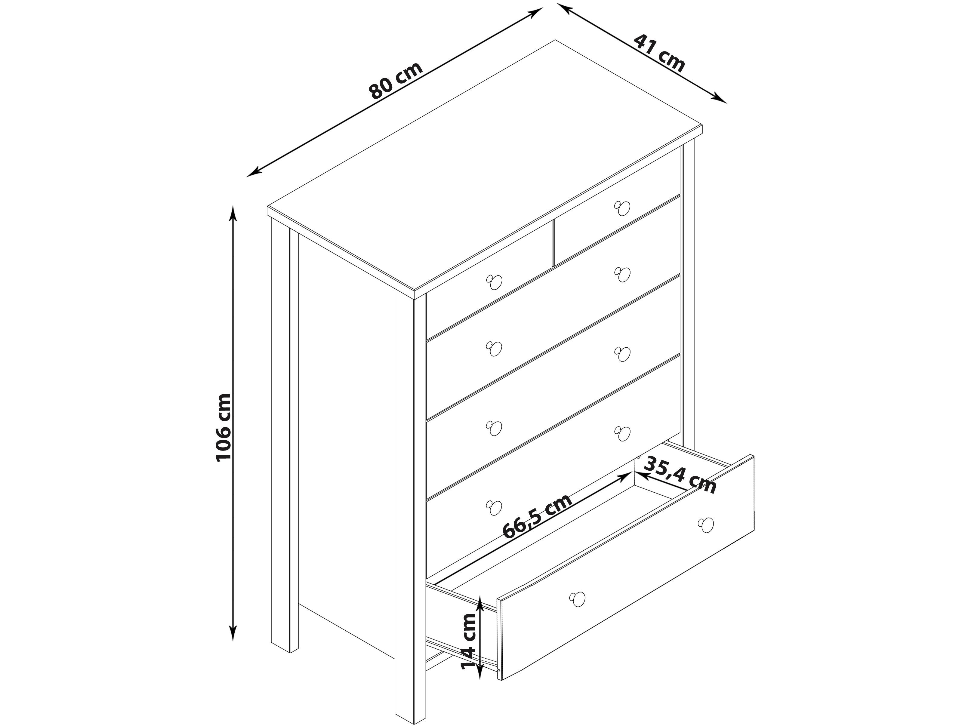 loft24 Kommode Tanggo, 4+2 Schubladen, Breite 80 cm, erhältlich in drei Farbvarianten