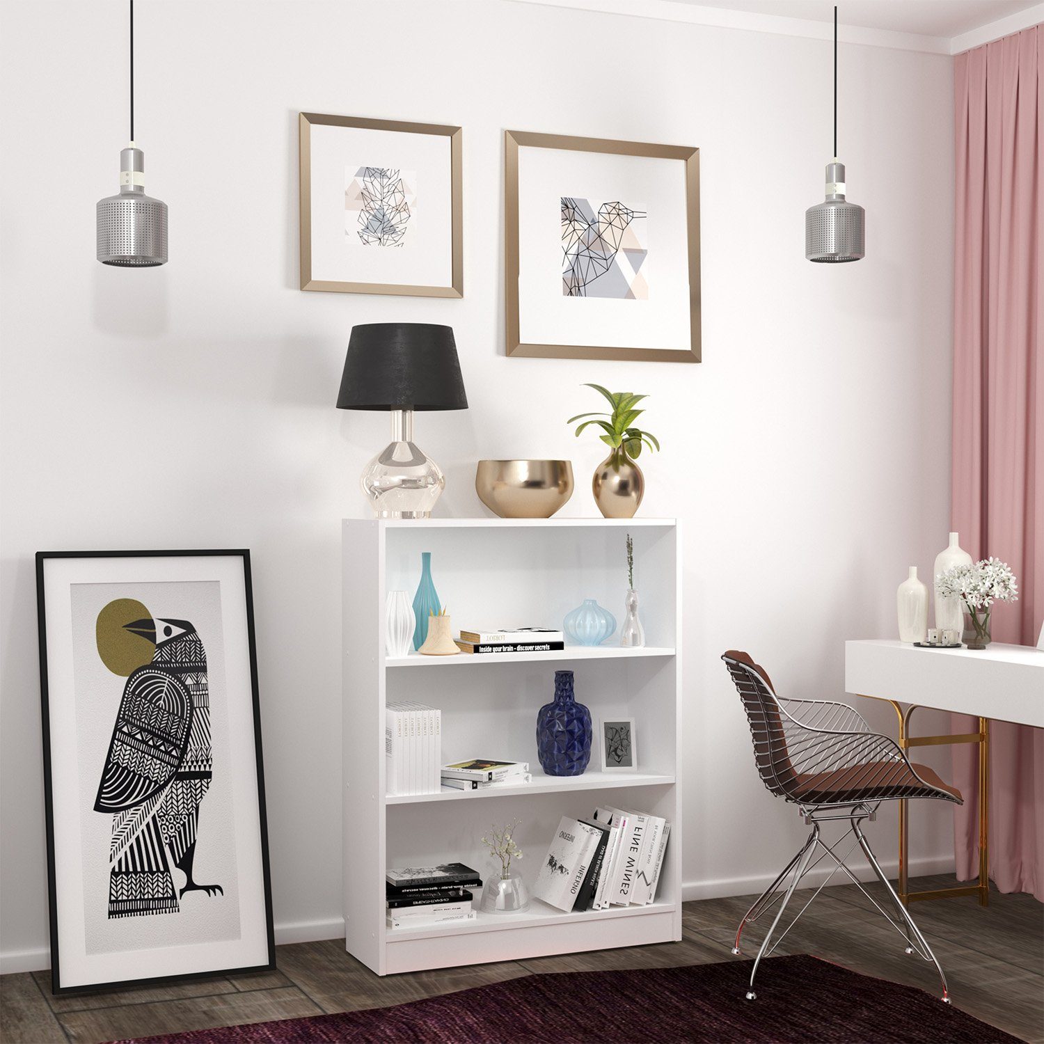 Polini Home Raumteilerregal Polini Home Bücherregal Standregal Regal mit 3 Fächern 80 x 106 x 2