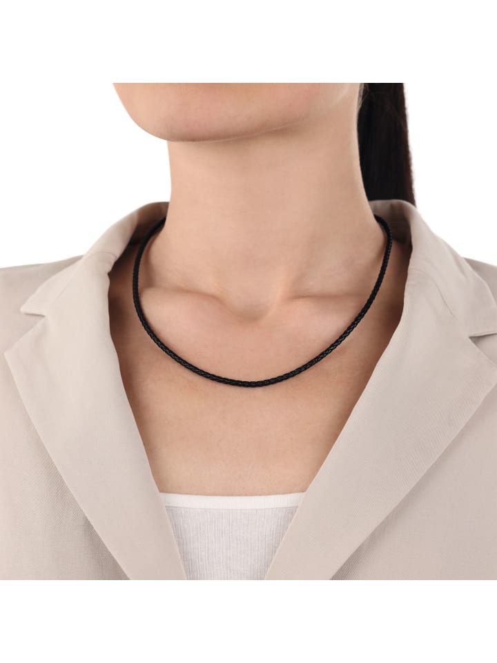 Amor Halskette Edelstahl, Leder in Silber günstig kaufen 50 cm