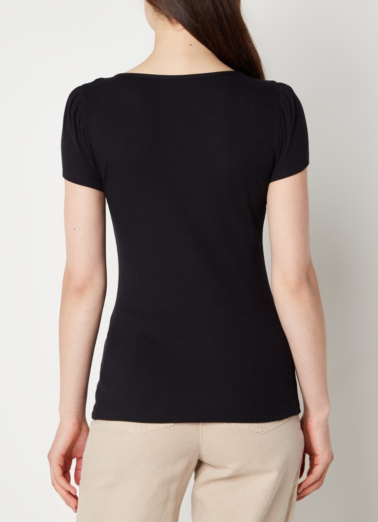 ba&sh Odelia T-shirt with puff sleeves and rectangular neckline