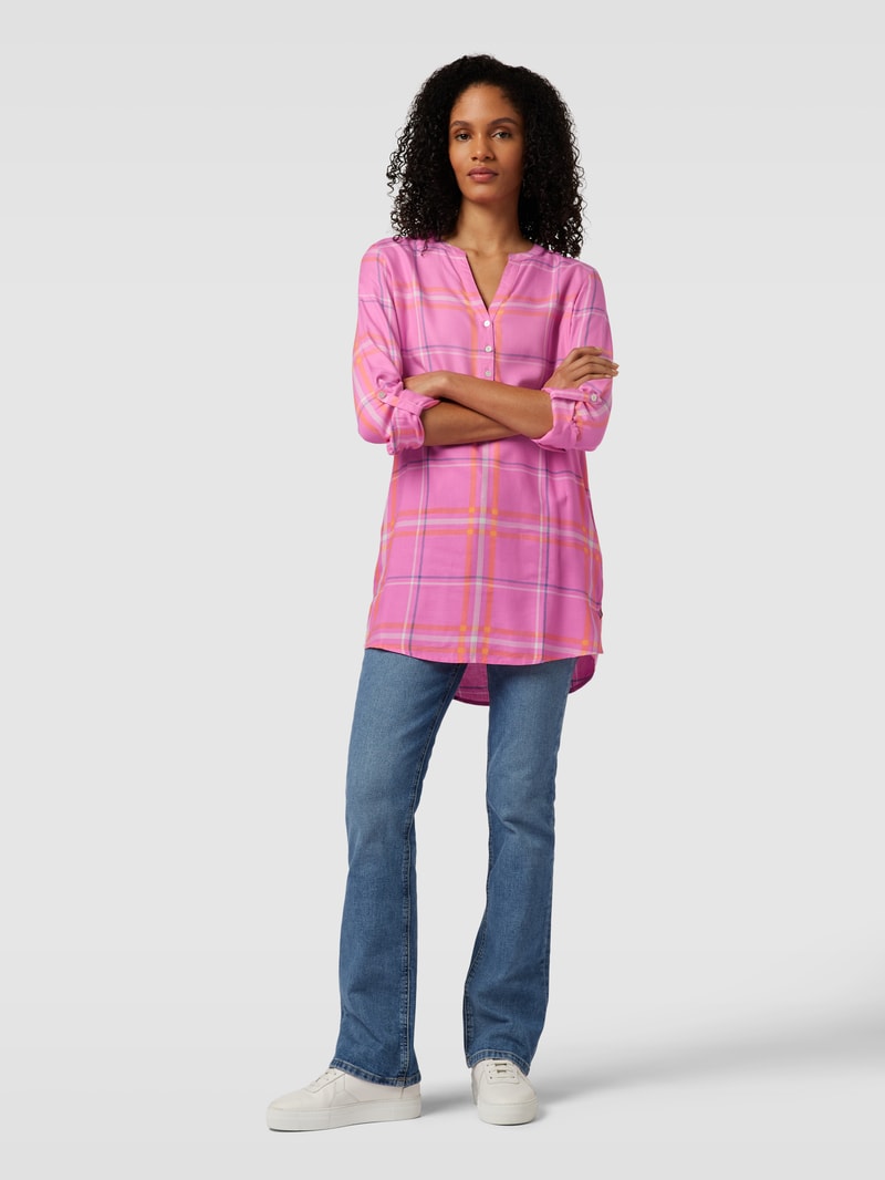 Bluse mit Tunikakragen in pink