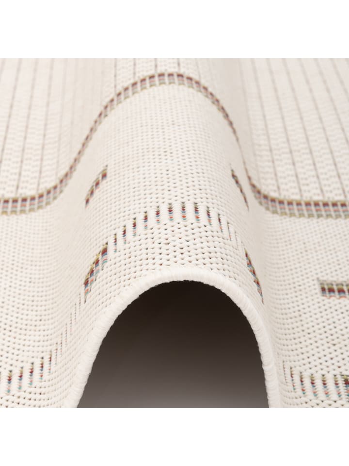 Pergamon In & Outdoor Teppich Flachgewebe Campus Bordüre in Beige günstig kaufen 80 x 150cm