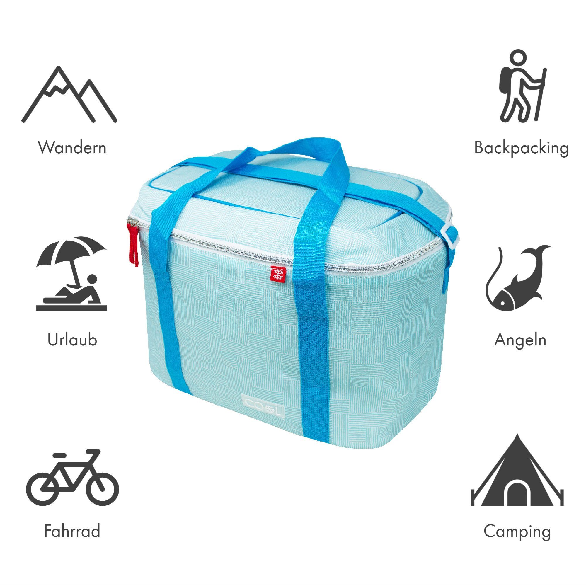 ToCi Kühltasche 25 Liter Kühltasche Thermotasche mit 8er-Set 200 ml Kühlakkus