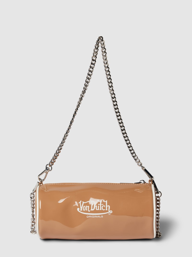 Handtasche mit Label-Print Modell 'LESLY' in beige