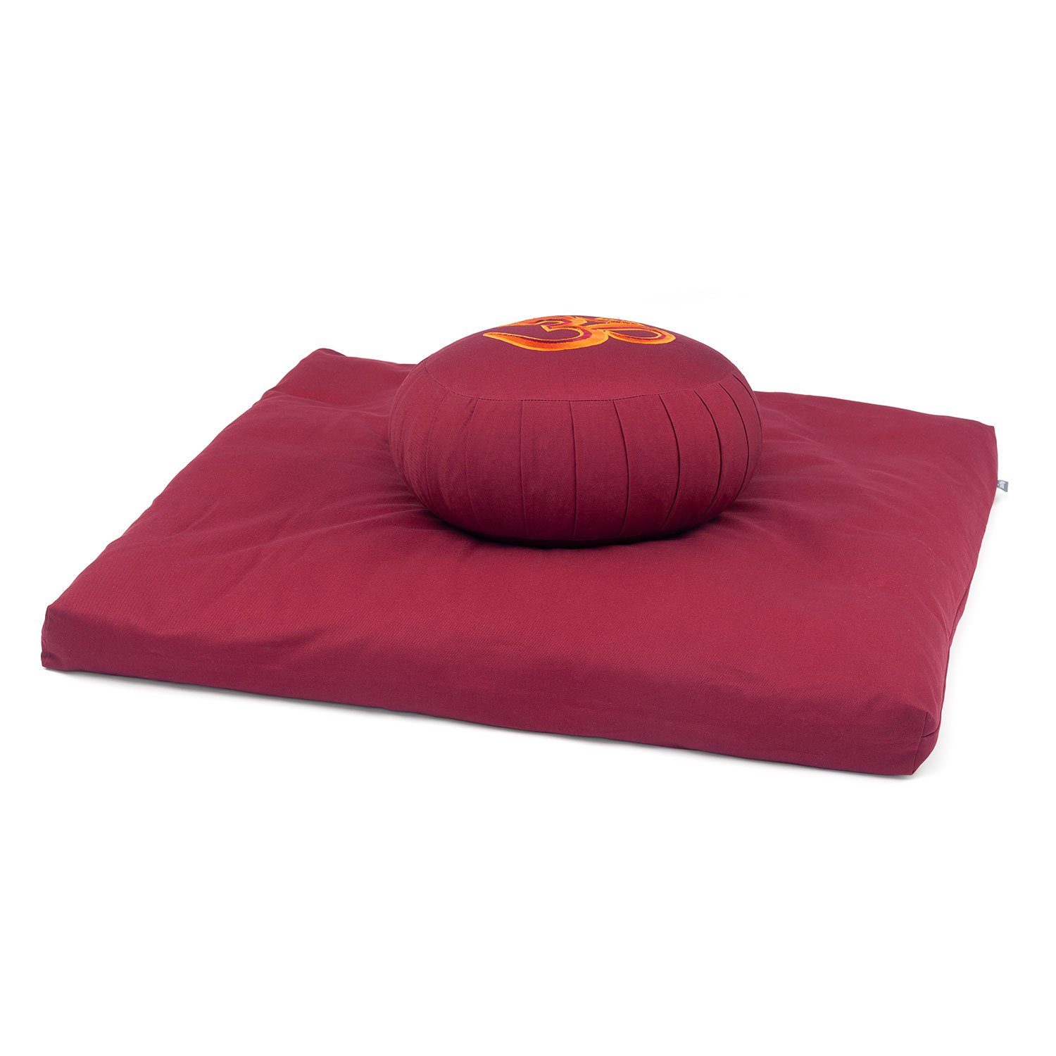 bodhi Meditationskissen Meditations-Set ECO: Meditationskissen ZAFU + Zabuton, Stickerei OM