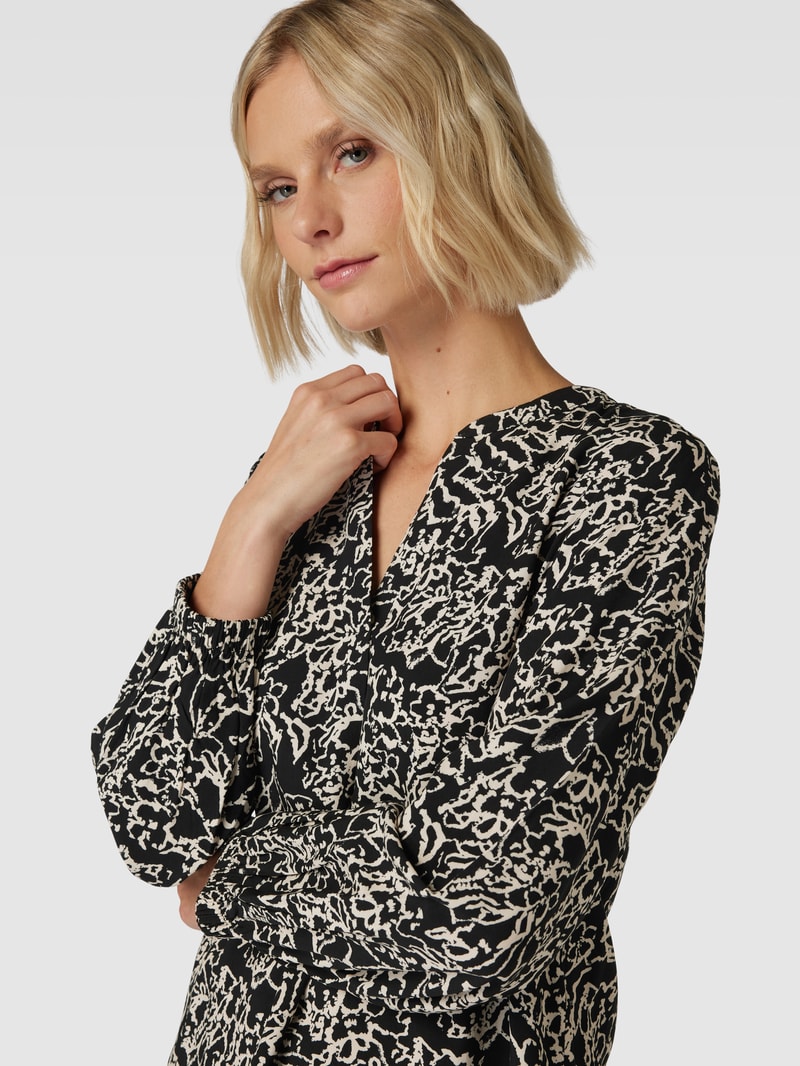Bluse aus Viskose mit Allover-Muster in schwarz