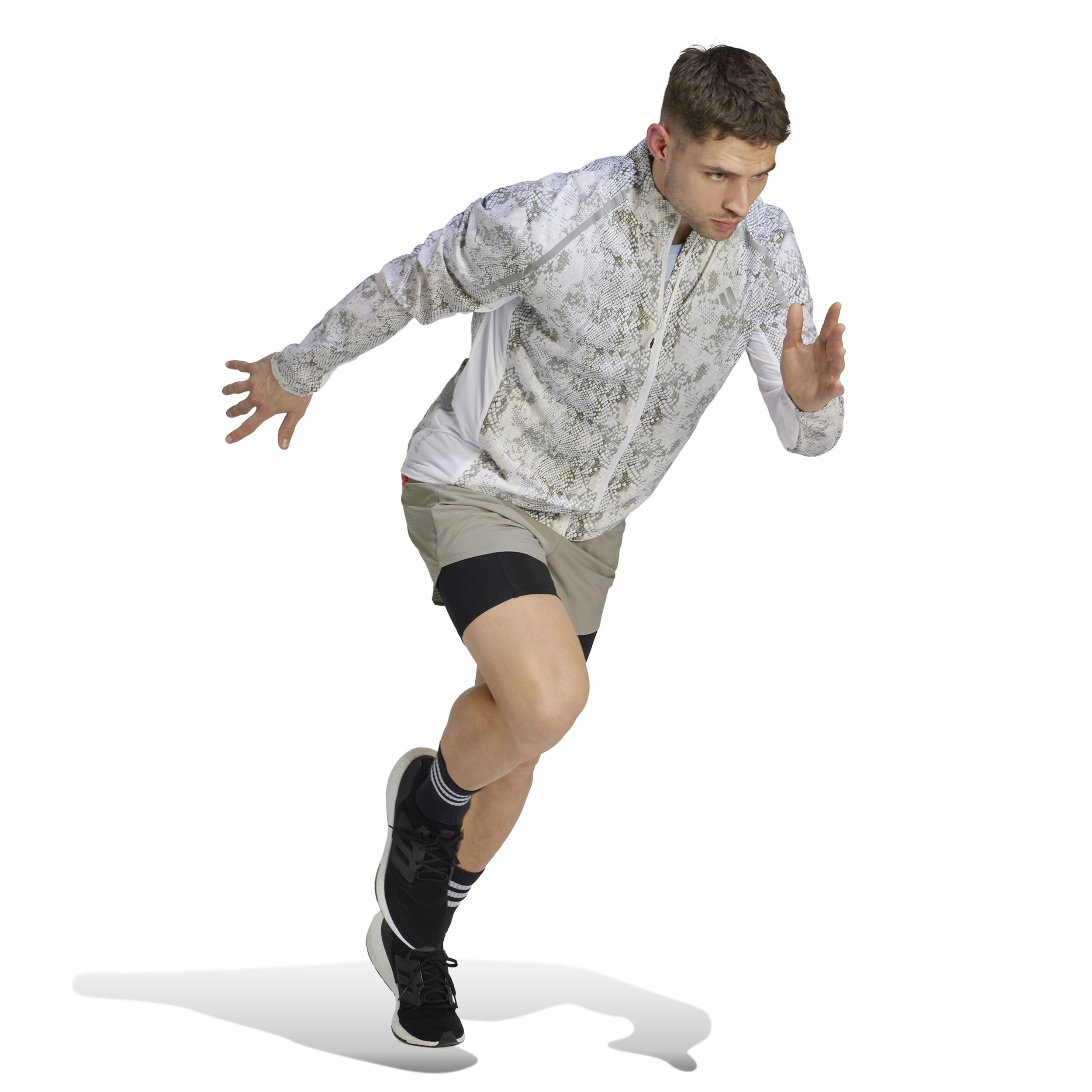 Marathon Laufjacke Herren - Weiß, Grau
