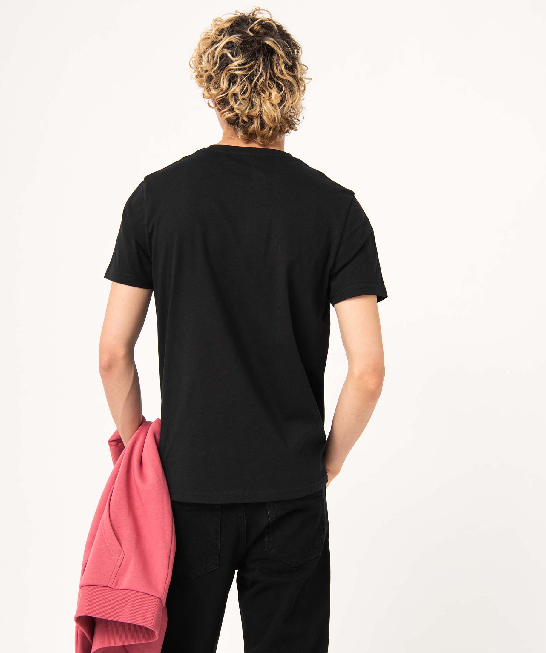 Tee-shirt homme manches courtes imprimé original noir | GEMO