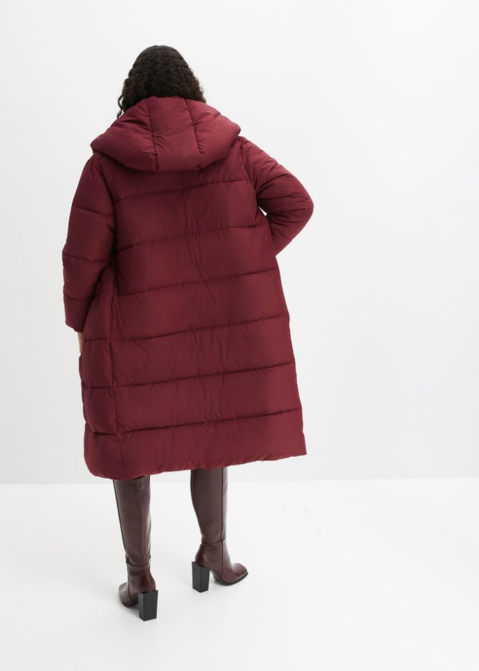 Wattierter Oversize-Mantel mit Kapuze, aus recyceltem Polyester
