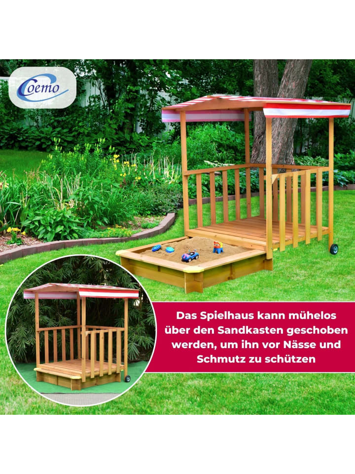 Coemo Spielhaus mit Sandkasten und Spielveranda in Natur günstig kaufen onesize