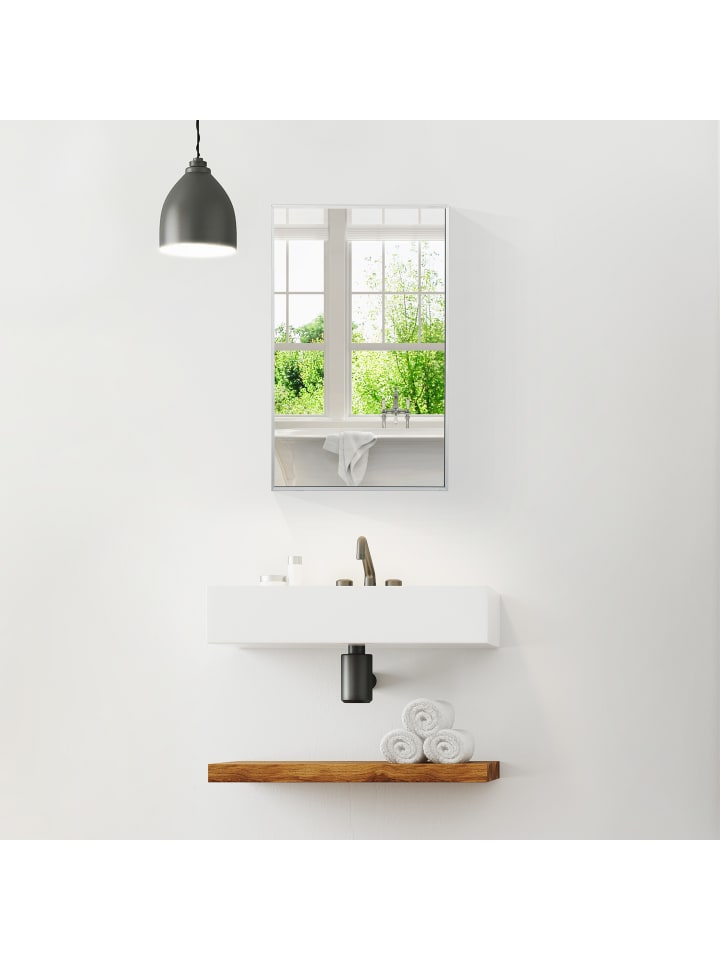relaxdays Spiegelschrank in Weiß - (B)40,5 x (H)56 x (T)12,5 cm günstig kaufen onesize
