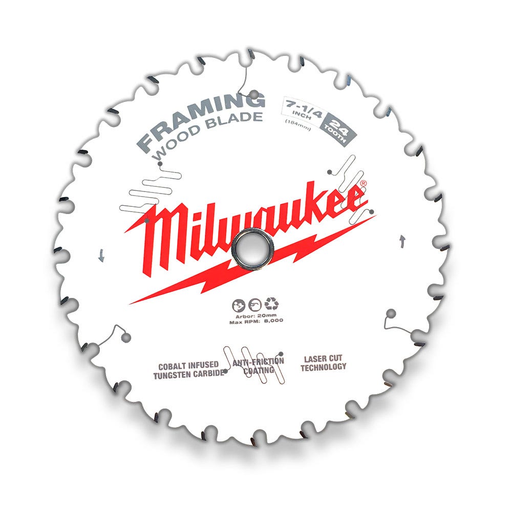 Lâmina de serra circular para madeira Milwaukee de 184 mm (7 1/4