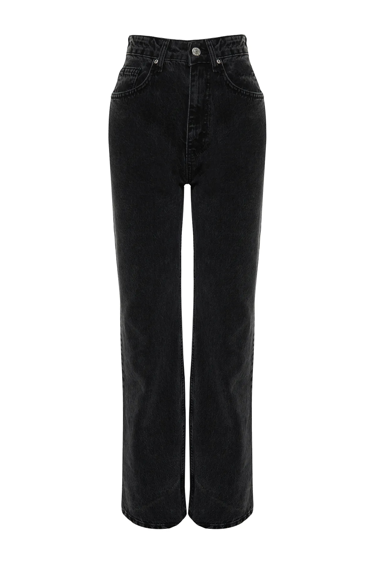Trendyol Collection  Schwarze Jeans mit hoher Taille und weitem Bein TWOAW24JE00157