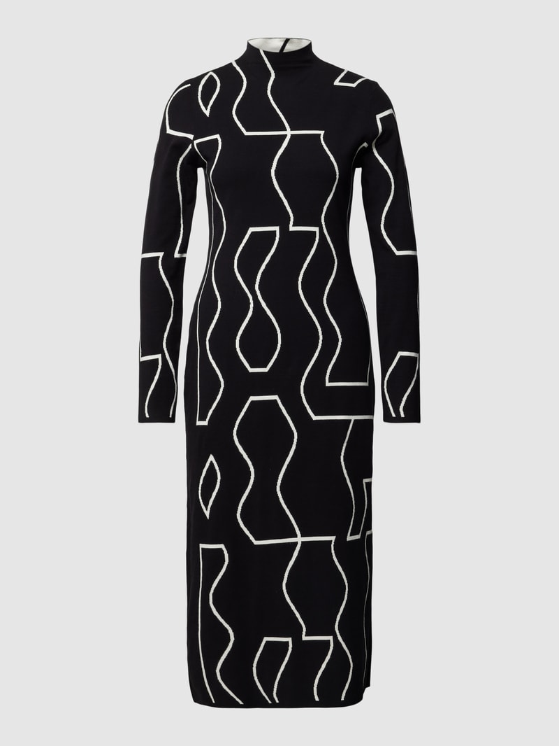 Midikleid mit Turtleneck in schwarz