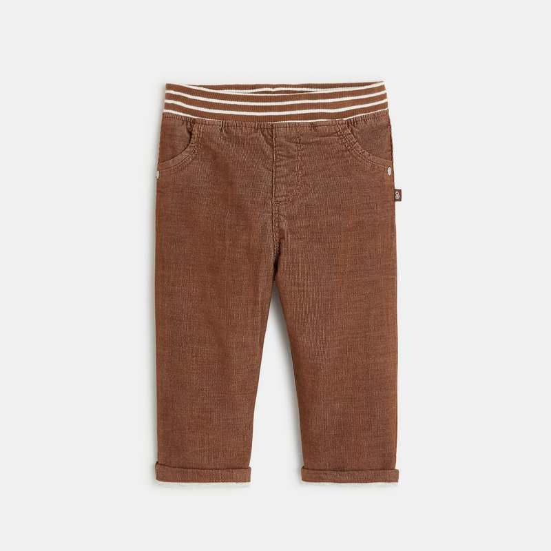 Pantalon velours milleraie taille élastiquée marron bébé garçon