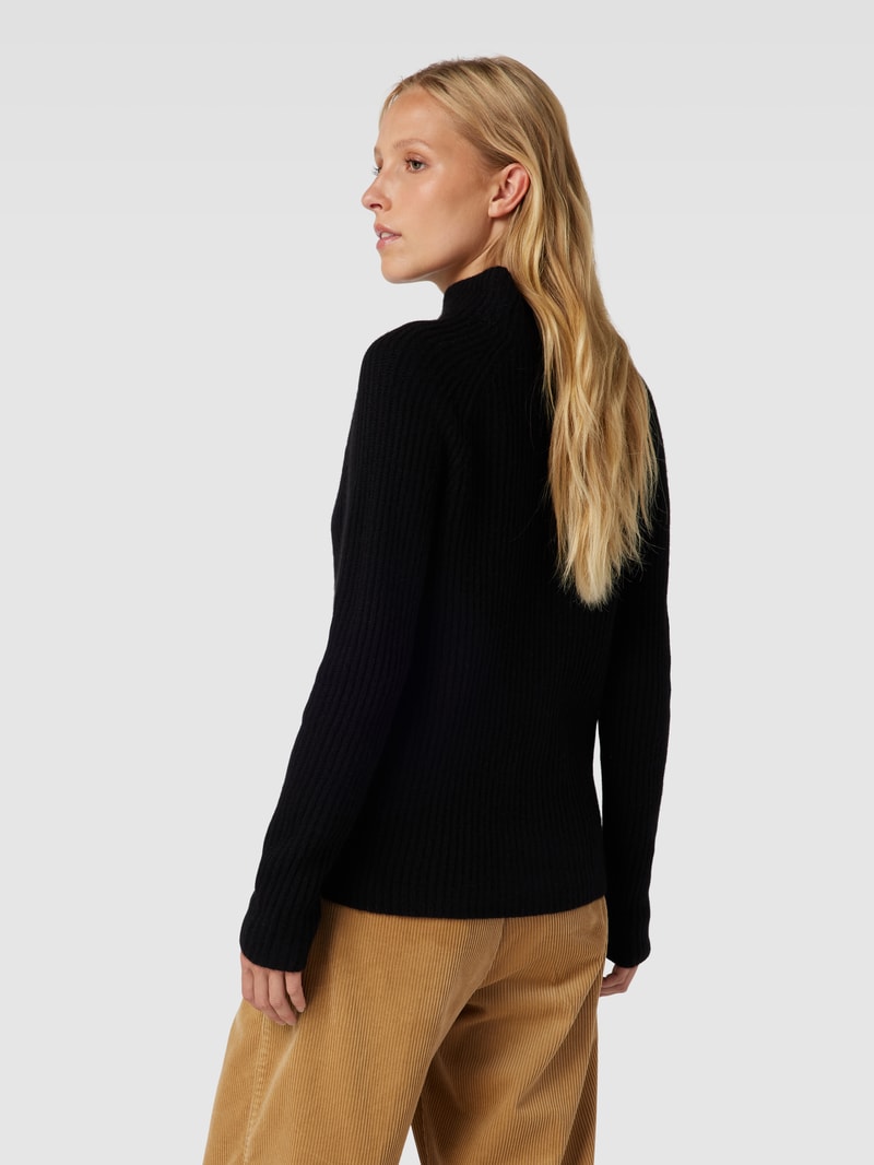 Rollkragenpullover aus Kaschmir mit Rippenstruktur in schwarz