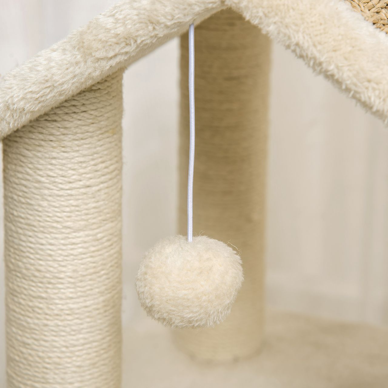 PawHut Kratzbaum Katzenbaum mit Katzenhöhle und großer Plattform aus Plüsch in Khaki Beige Kaffee
