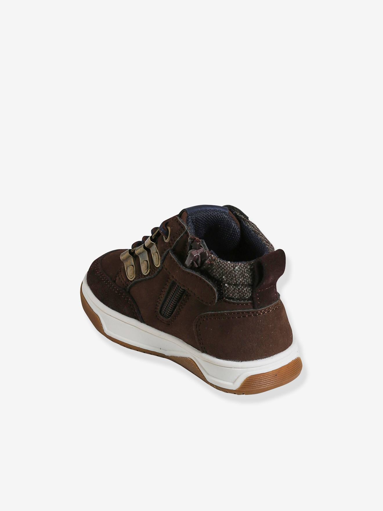 Bottines bébé garçon lacets + glissière chocolat