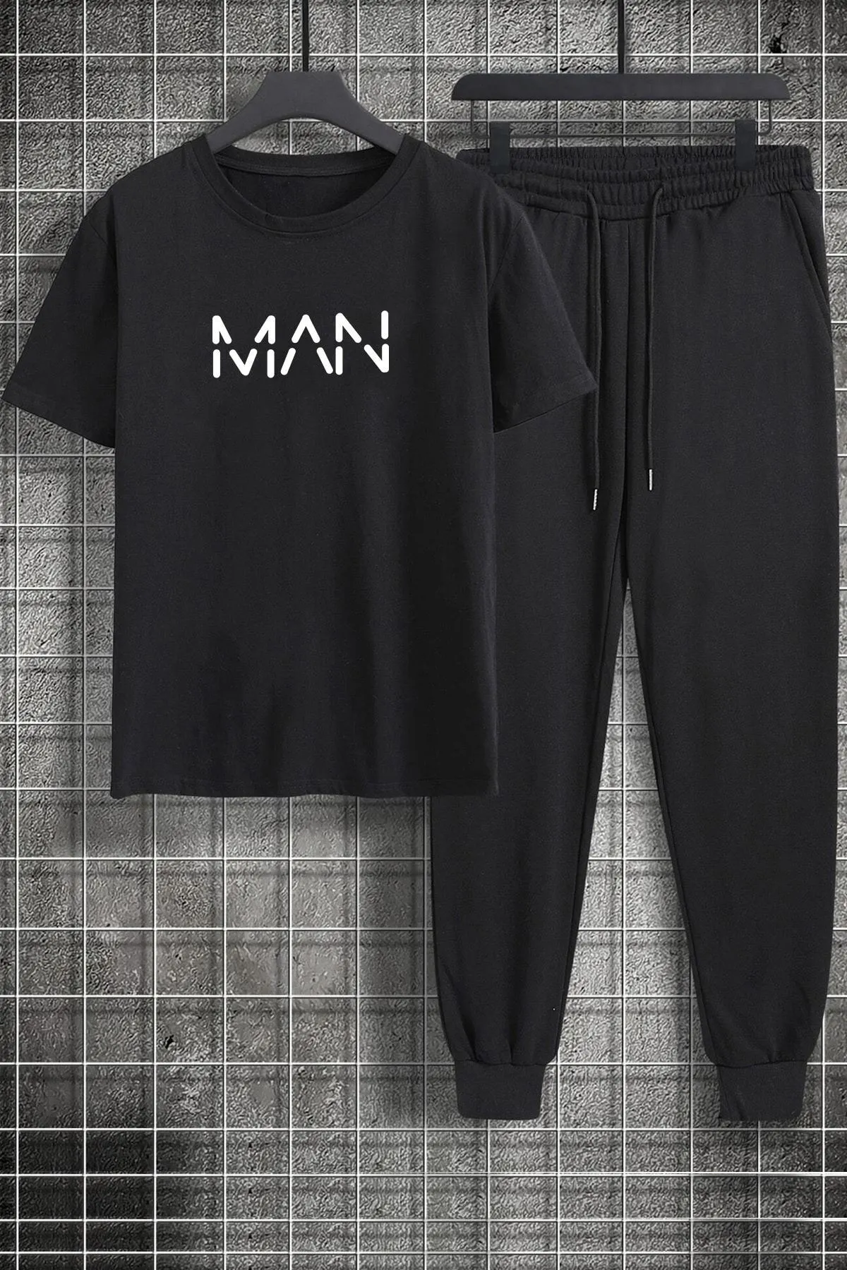 uyguntarz  Bedrucktes 2-teiliges Unisex-Trainingsanzug-Set für Herren
