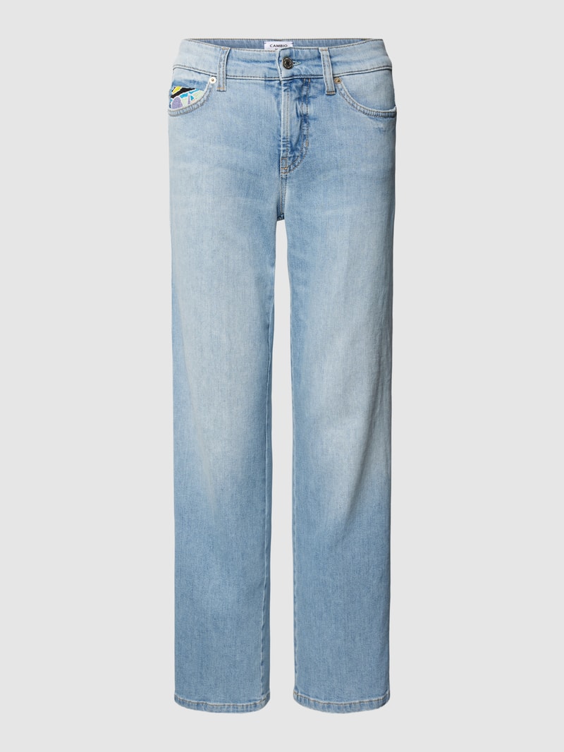 Straight Fit Jeans mit Zierbesatz Modell 'PARIS' in hellblau