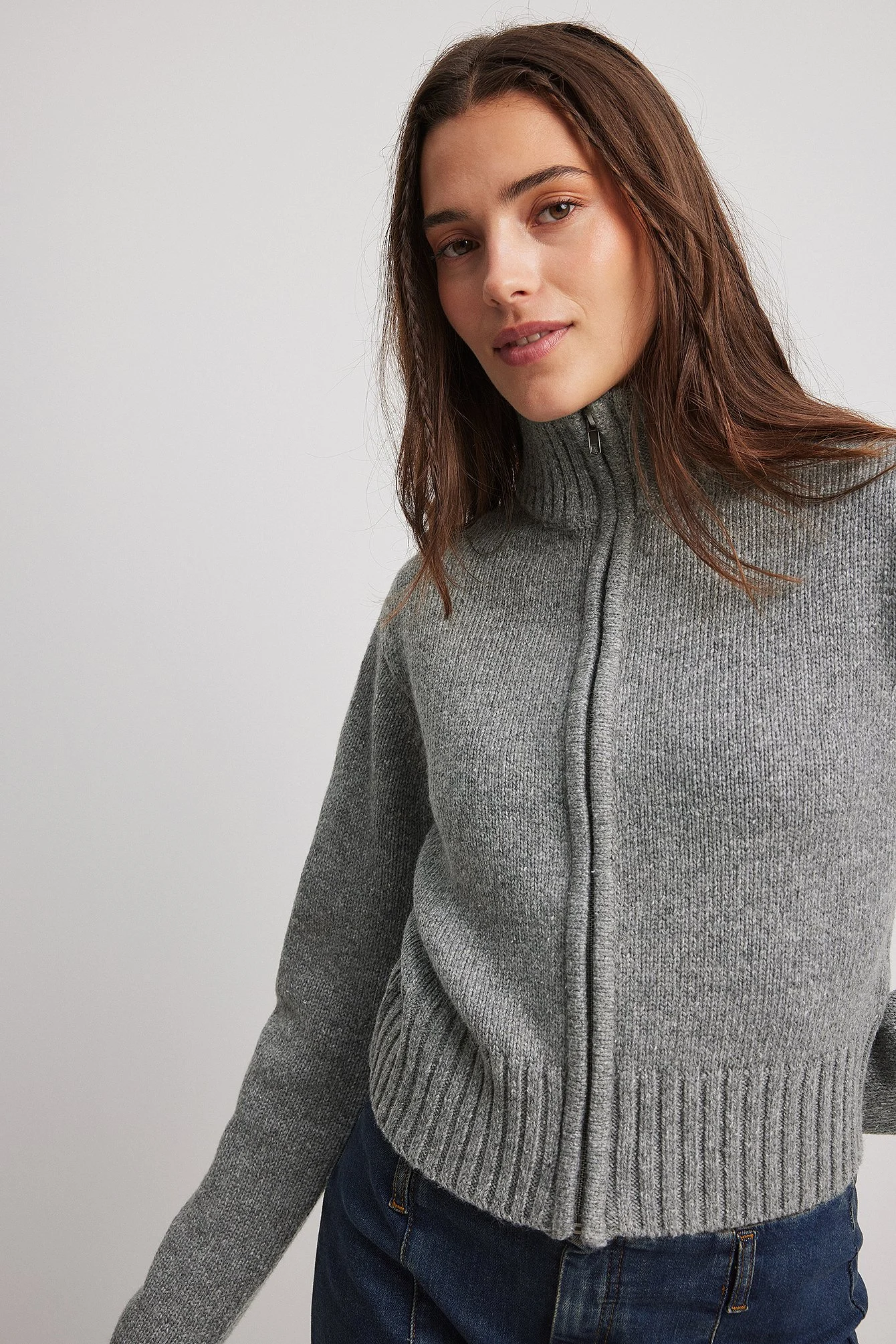 Strickpullover mit Reißverschluss