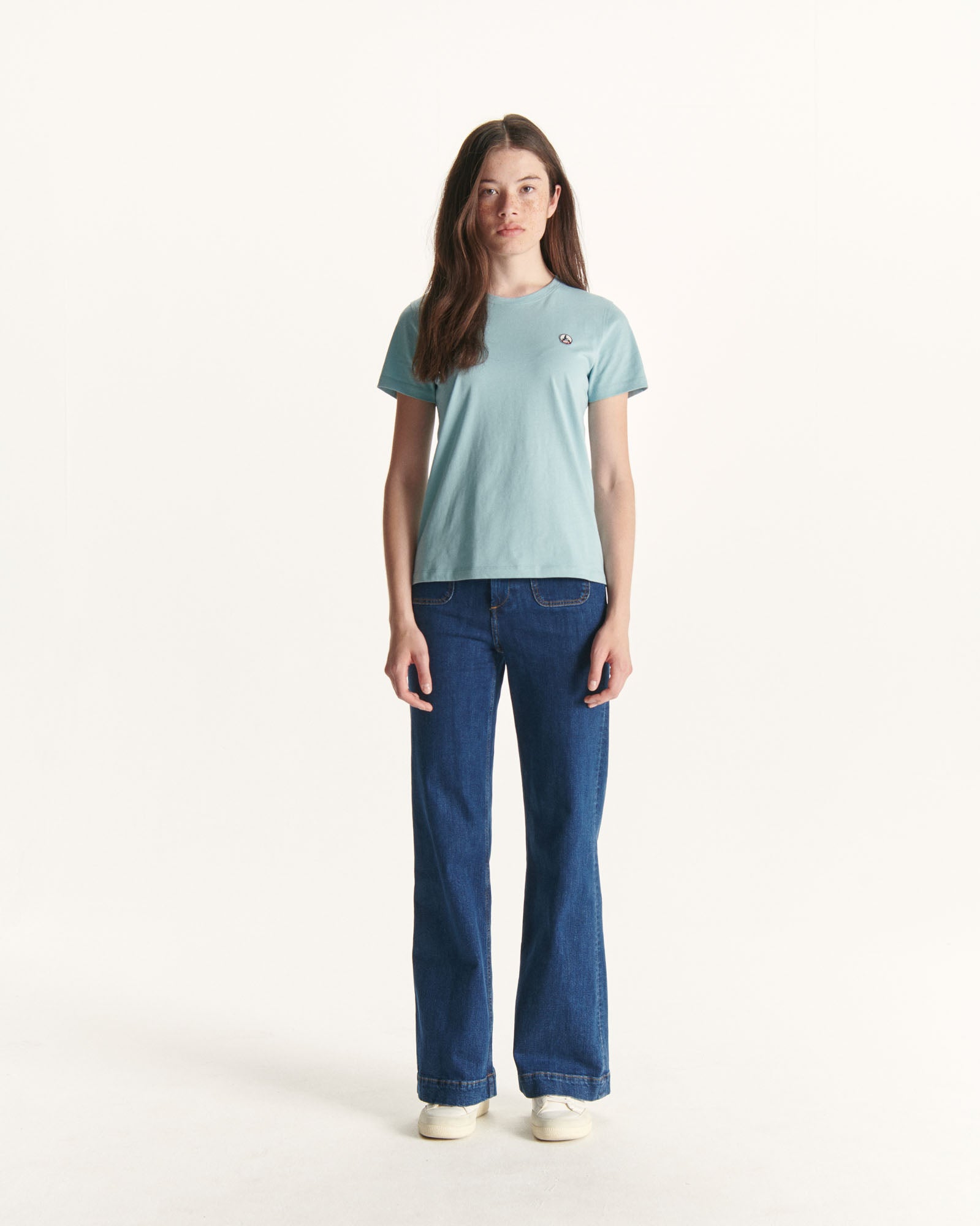 T-shirt à col rond en coton biologique Iceberg bleu Rosas