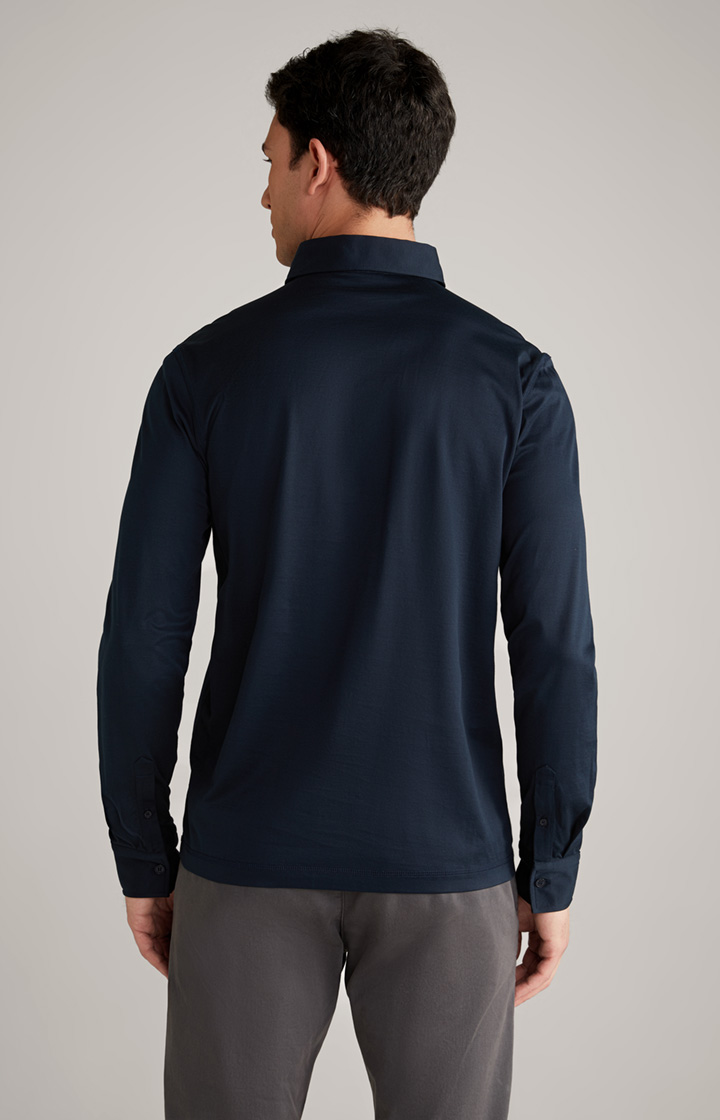 Langarm-Poloshirt Baldwin in Dunkelblau