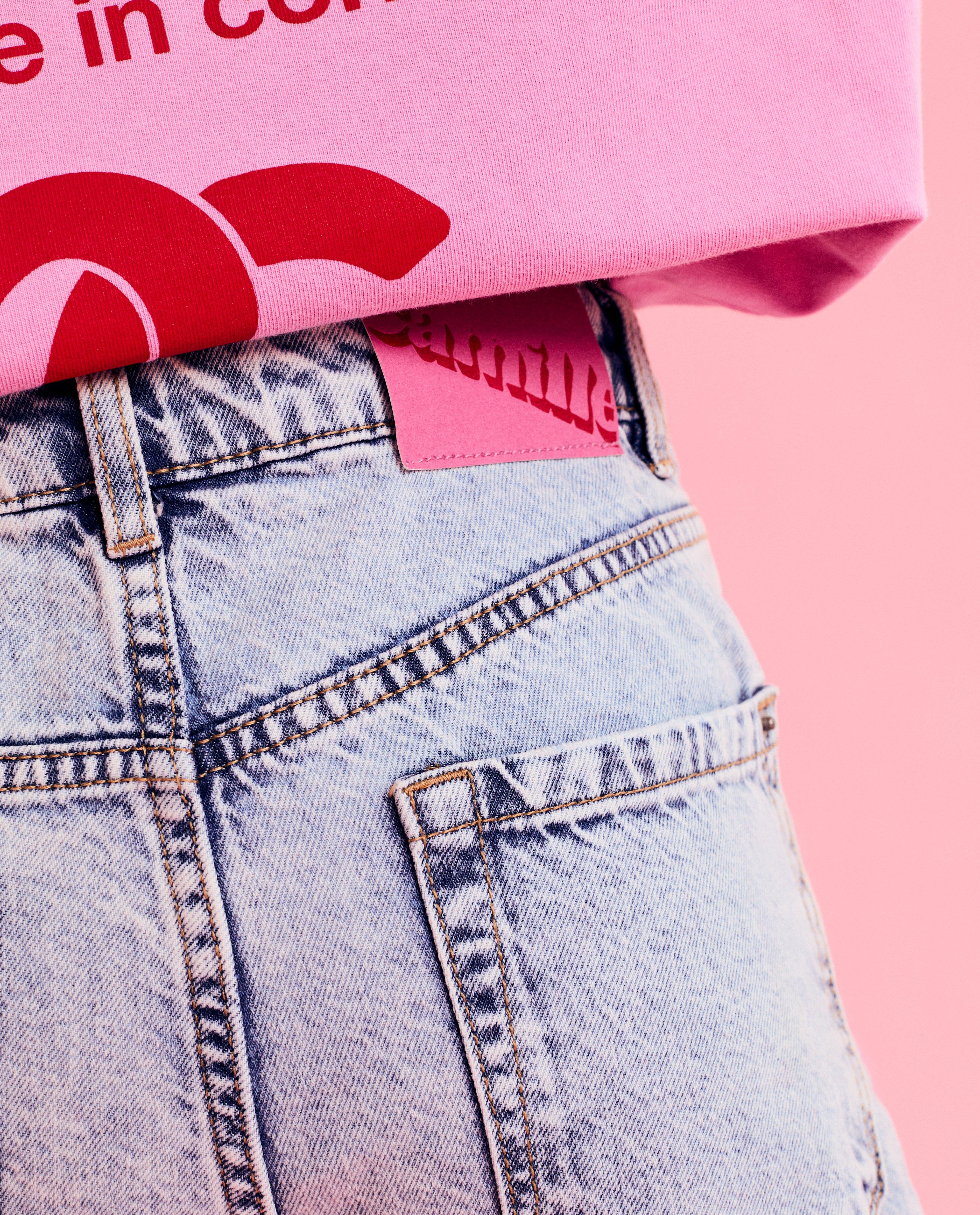 Pantaloni scurți din denim rupți CAMILLE, croială largă, 6-14 ani albastru deschis