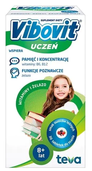 Vibovit Student, Vitaminer + Jern, Skovfrugtsmagede Halstabletter