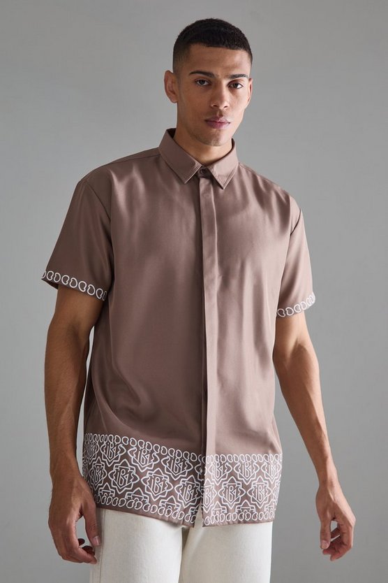 Oversize Twill-Hemd mit Print