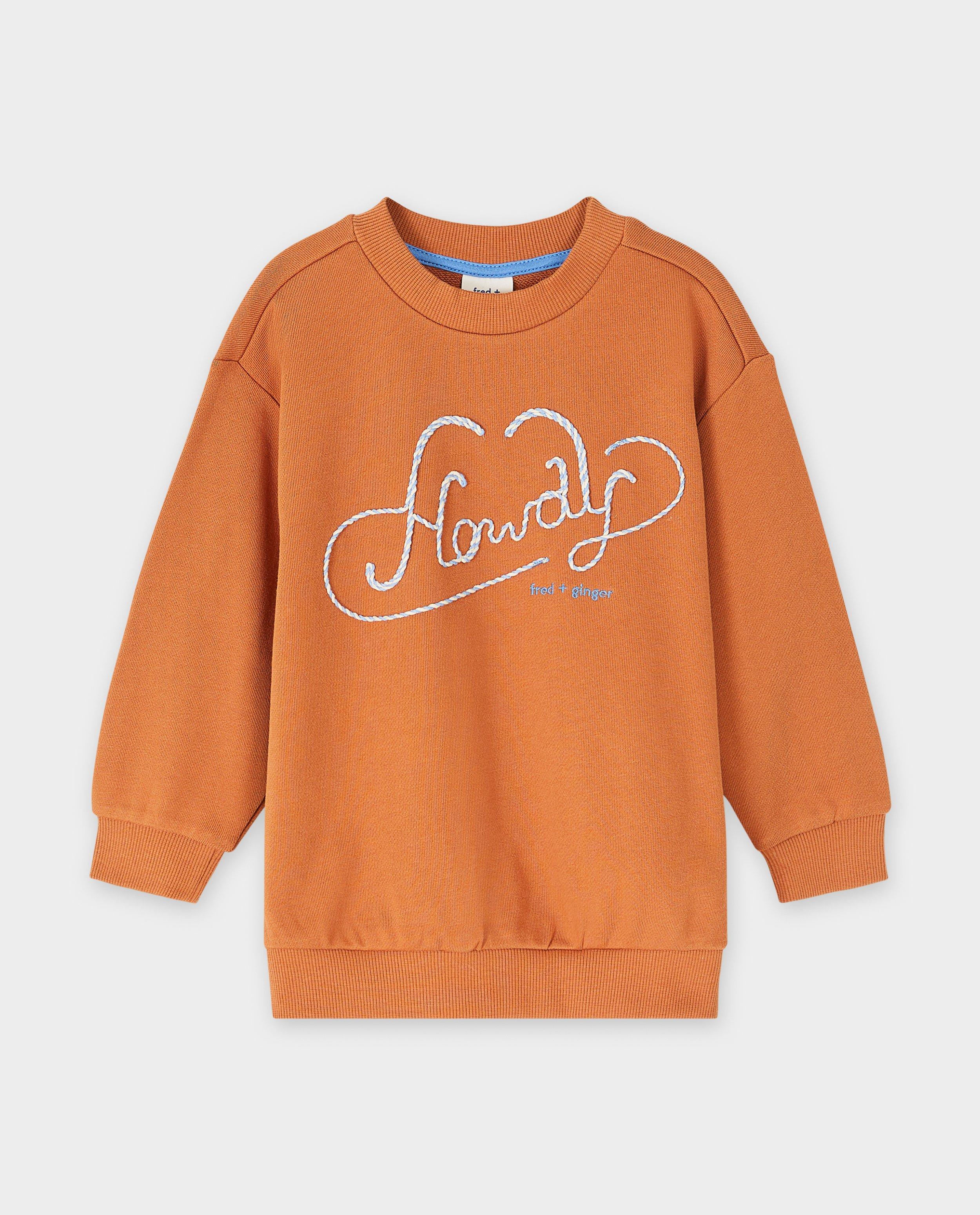 Fred + Ginger pulóver hímzett felirattal, unisex, 92-128 barna