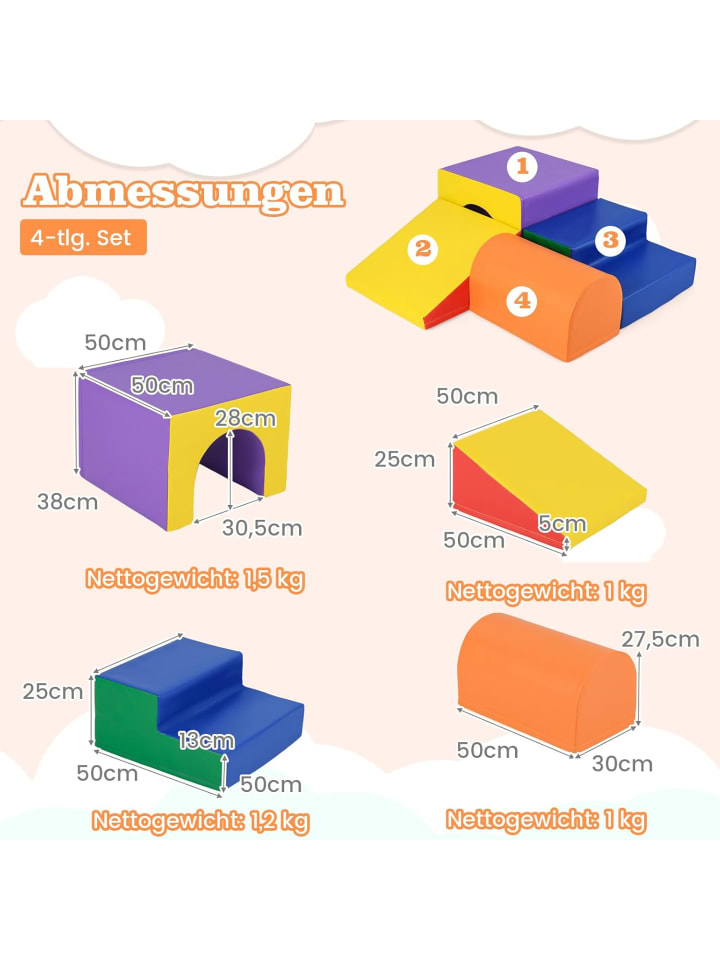 COSTWAY 4 TLG. Schaumstoffbausteine in Bunt günstig kaufen onesize